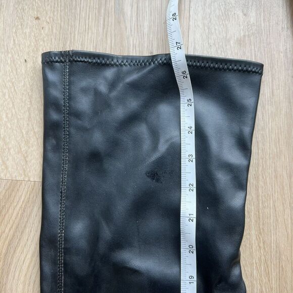 Zara Chunky Over The Knee Black Boots Faux Leather Size 40 US 9 - Picture 7 of 11